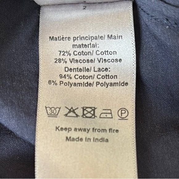 Zadig & Voltaire Tupel Blue Lace Trim Ruffled Peter Pan Collar Blouse EUC Size M - Picture 9 of 10